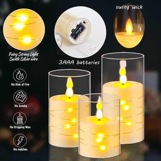 LED Flameless Flickering Candles - Clear Acrylic