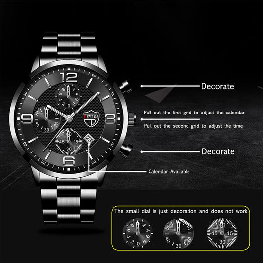 Men's Quartz Three Eyes Student Wristwatch