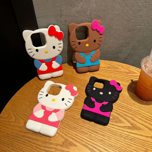 iPhone-Hülle aus Silikon mit Cartoon-Schwein und Glückskatze