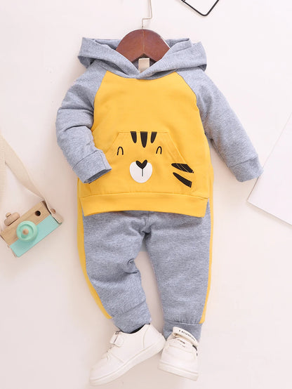 2Pcs Winter  Long Sleeve Hooded Sets For Baby Girls
