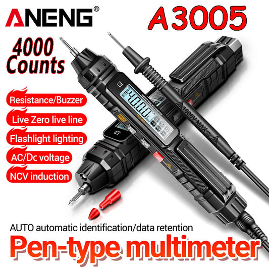 A3005 Digital Pen Multimeter - DC/AC Voltage Tester, Auto Range, NCV Detector