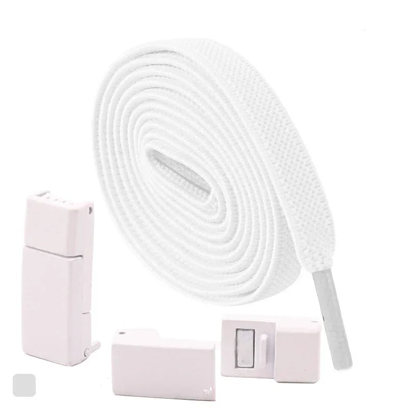 Lacets élastiques sans nœuds à boucle magnétique – Lacets plats élargis avec fermoir en métal