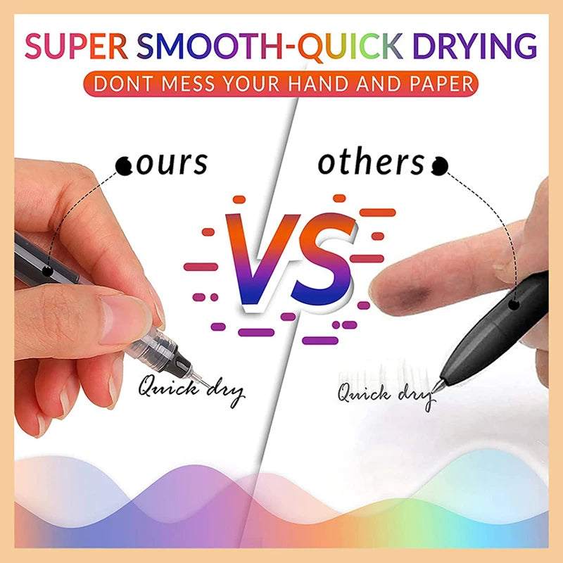 10-Color Quick-Drying Gel Pen Set - 0.5mm Rollerball Pens