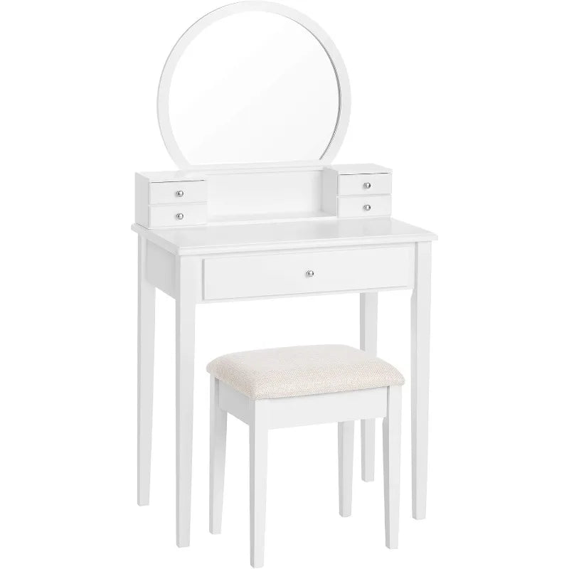 Elegant White Vanity Set with Mirror