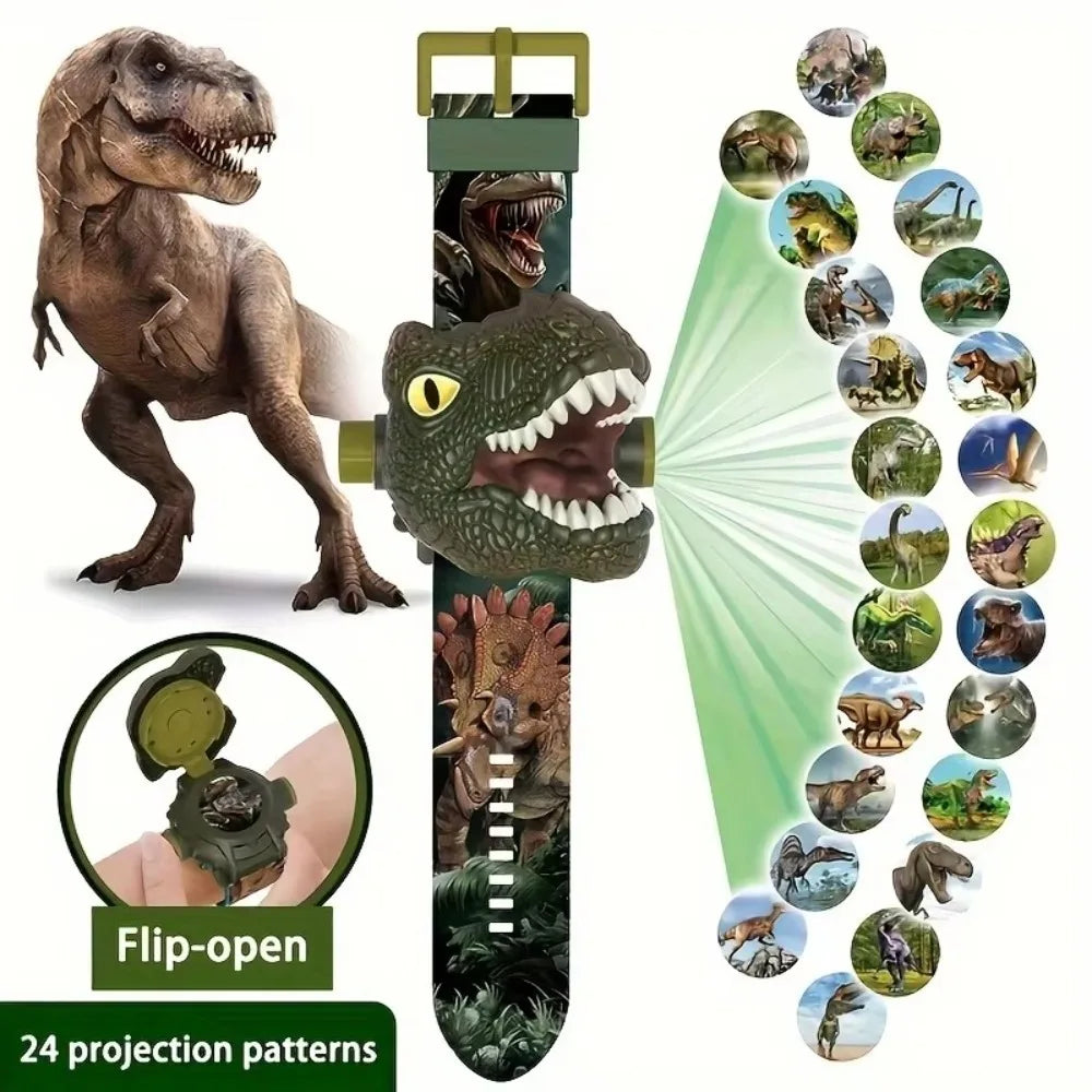 Montre électronique de projection de dinosaures 3D pour enfants