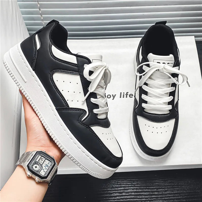 Men Casual Leather Comfortable Flat Slip-on White Shoes