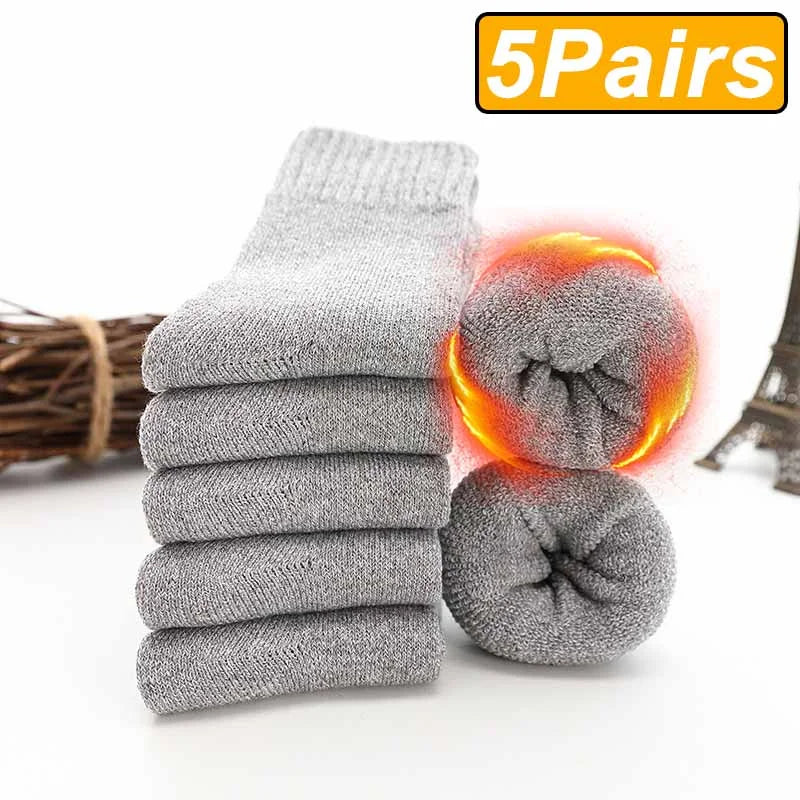 Lot de 5 paires de chaussettes d'hiver unisexes en laine