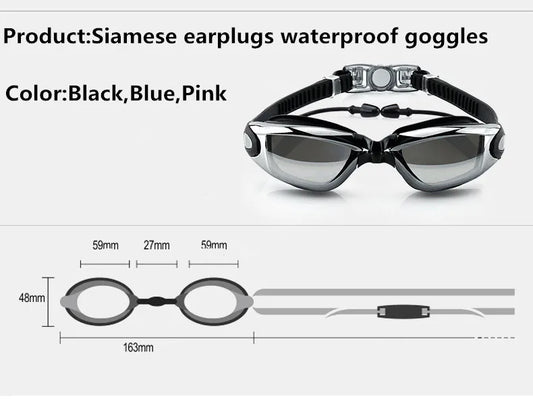 Galvanisierte, wasserdichte Schwimmbrille aus Silikon für Erwachsene