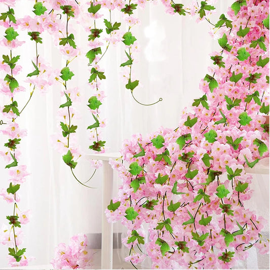 Guirlande de fleurs de cerisier en soie Sakura Décoration pour la maison et les fêtes