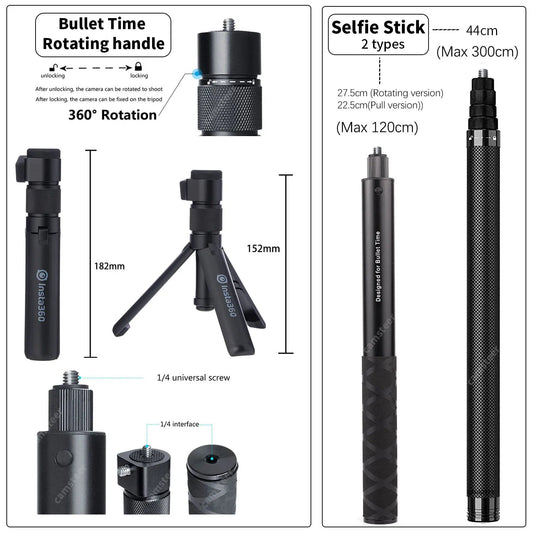 Carbon Fiber Selfie Stick - Bullet Time Rotating Handle