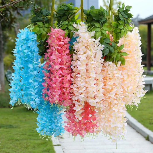 12PCS Artificial Wisteria Garland - Hanging Rattan Flowers
