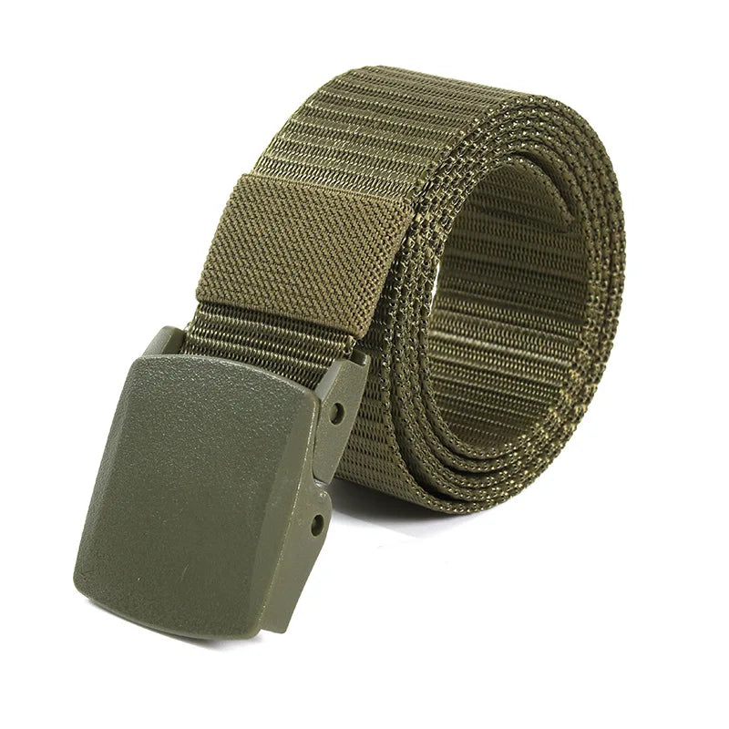 Ceinture en toile de 3,8 cm pour homme et femme, nouvelle ceinture réglable en nylon pour hommes, ceinture tactique de voyage en plein air avec boucle en plastique pour jeans