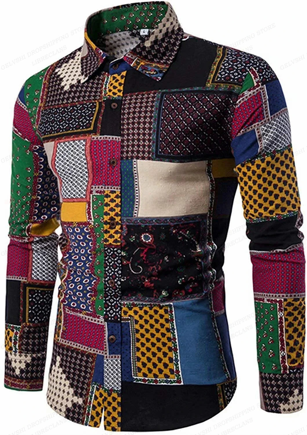 Men's Floral Print Vacation Style Lapel Long Sleeve Shirt