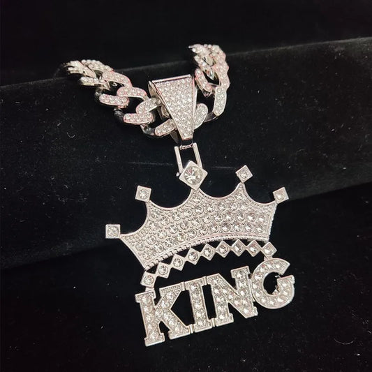 1Pc Street style Hollow Crown KING Cuban Chain