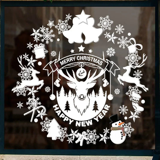 Fröhliche Weihnachtsaufkleber, Weihnachtsmann, Schneemann, Baumschmuck für Zuhause