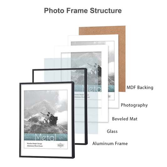 Modern Metal Photo Frames - Mat & Plexiglass
