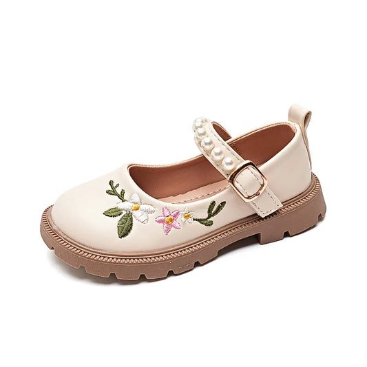 Baby-Mädchen-Blumen-Lederschuhe