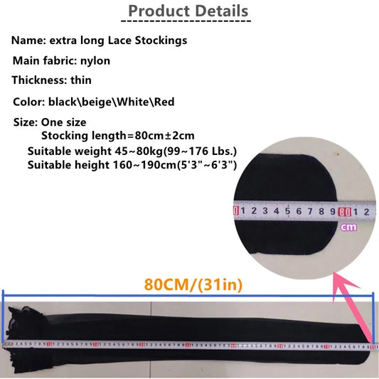 Extra lange Spitzenstrümpfe für große Frauen