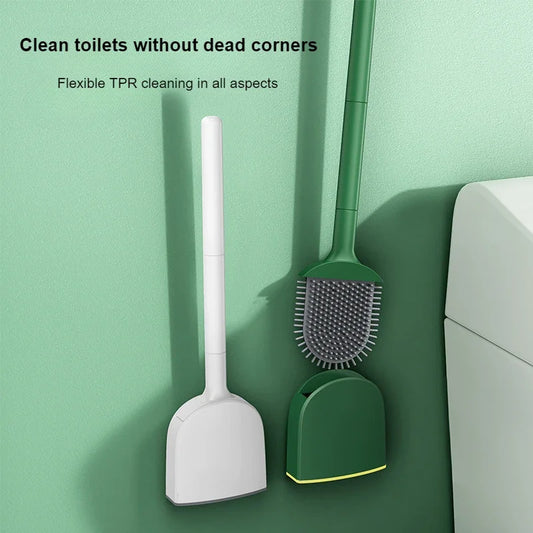 Silicone Toilet Brush with Wall-Mounted Holder