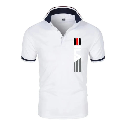 Men's Slim Fit Lapel Embroidered Polo Shirt