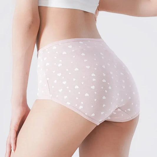 Women's High Waist Panties Printed Cotton Underwear Breathable Lingerie Briefs