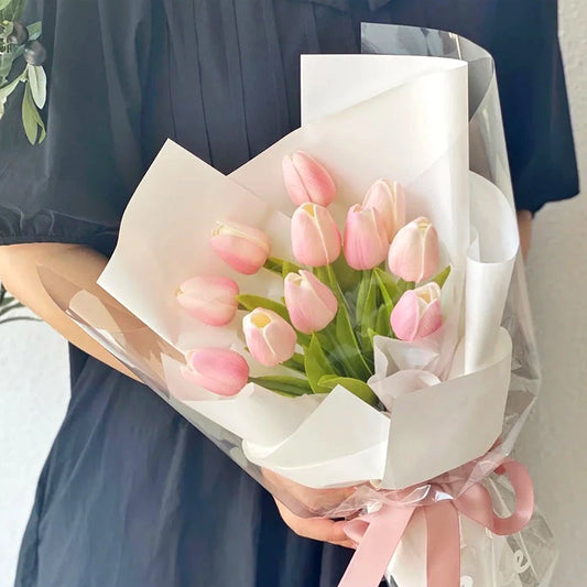 Bouquet de tulipes artificielles de 35 cm - 10/5 fleurs en mousse PE