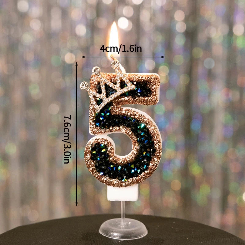Crown Number Birthday Candles 0-9 - Cake Topper