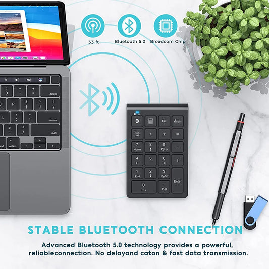Wireless Rechargeable Bluetooth Numeric Keypad - Slim 22-Keys