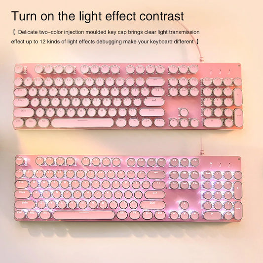 Ensemble clavier et souris mécaniques roses