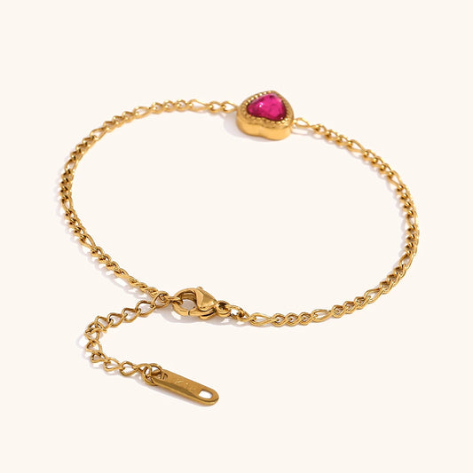 Heart-Shaped Zircon Stainless Steel Bracelet for Women