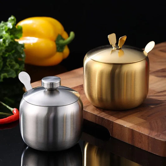 Stainless Steel Seasoning Jar & Lid Spoon