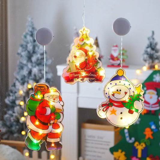 LED Christmas Window Lights with Hanging Tree Ornament