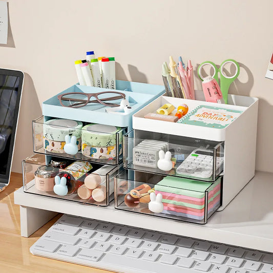 Bureau avec tiroirs et porte-stylos