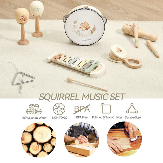 Kit de percussions musicales pour trompette et tambour, 5 pièces/4 pièces, pour enfants
