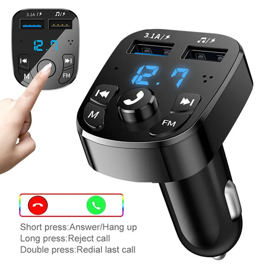 Transmetteur FM Bluetooth pour voiture avec double lecteur MP3 USB et mains libres