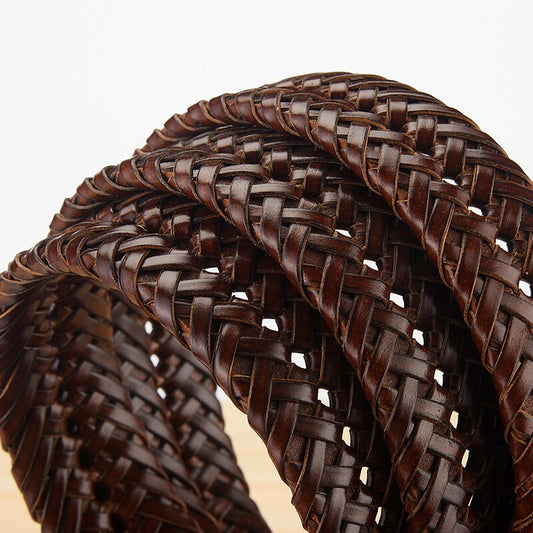 Vintage Knit Leather Belt-Stylish & Hole-Free