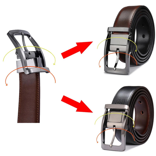 Ceinture réversible en cuir véritable