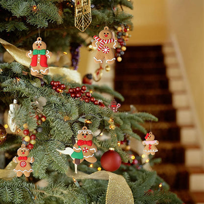 12 Assorted Plastic Gingerbread Man Ornaments for Tree Decor