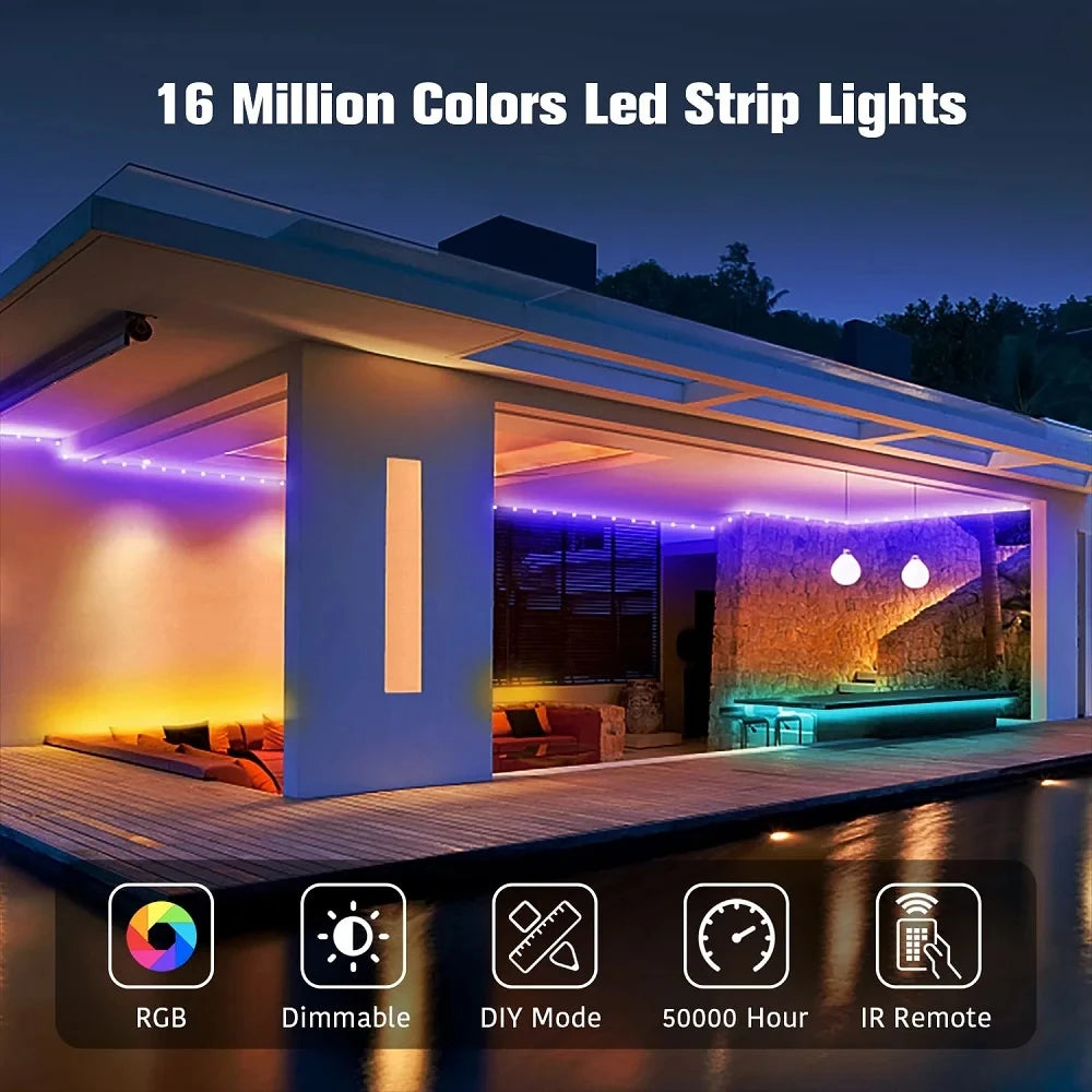 RGB LED Strip Lights with Bluetooth & Remote Control