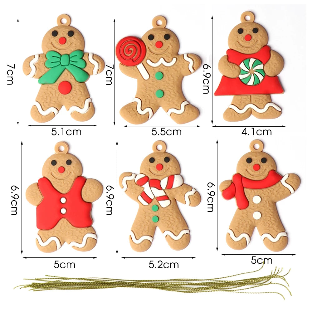 12 Assorted Plastic Gingerbread Man Ornaments for Tree Decor