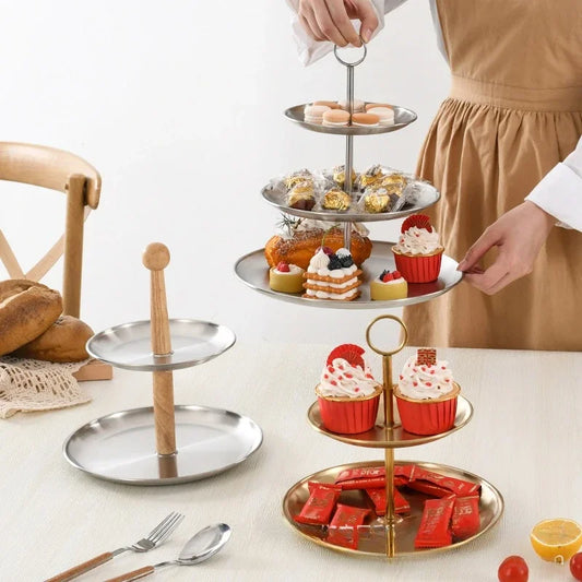 Round 2/3 Tier Wooden Cake Stand for Events