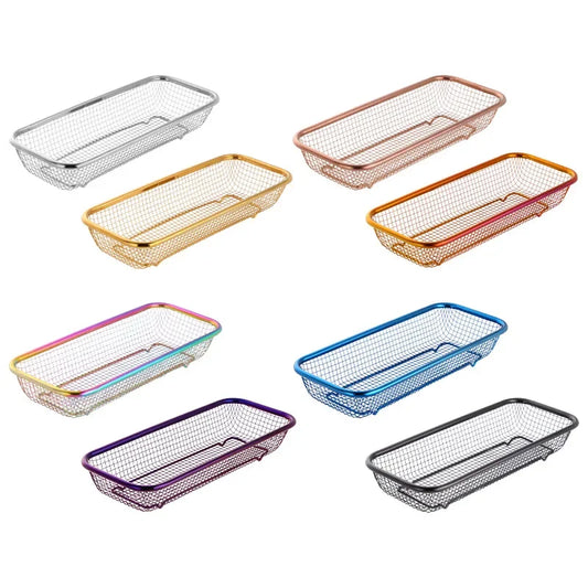 Panier de rangement et d'égouttage pour baguettes en acier inoxydable bleu