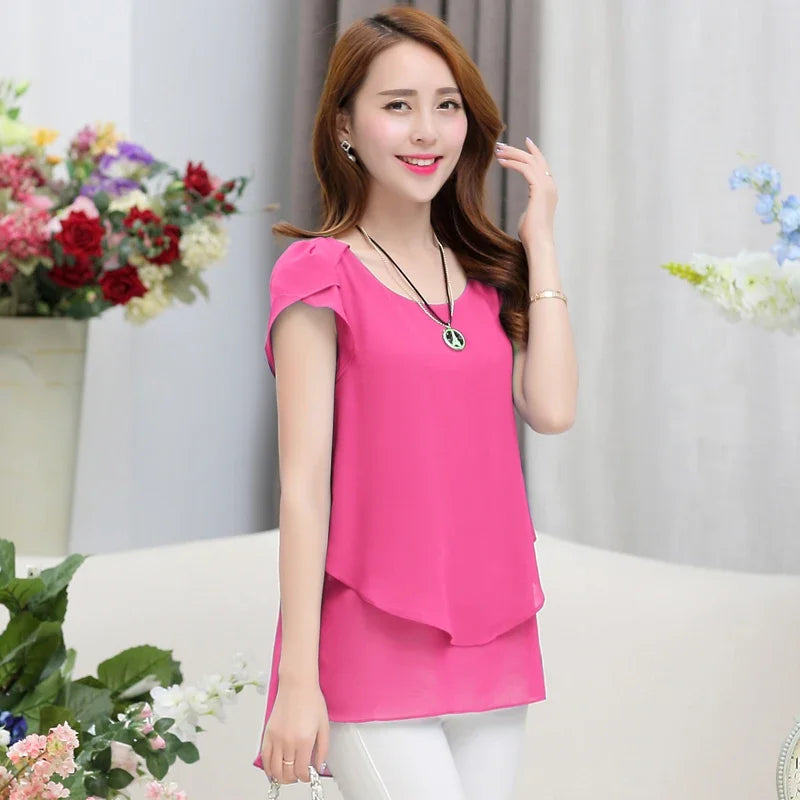 Chiffon Short Sleeve Blouse