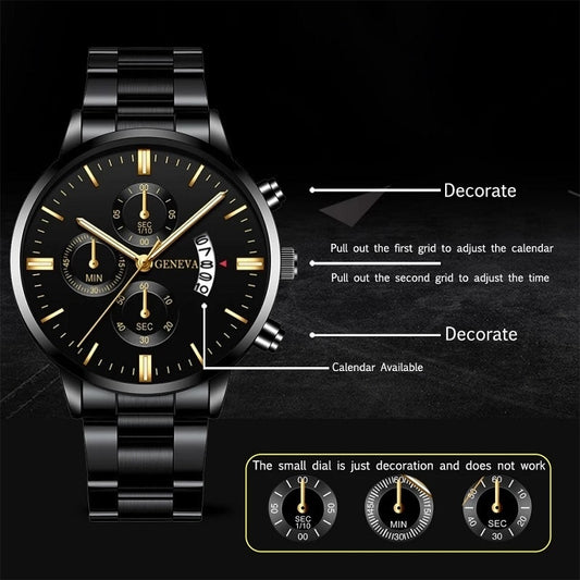 Black Stainless Steel Luxury Men's Watch