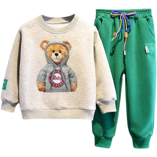 Children Cartoon Bear Sweatshirt Cotton Tracksuit