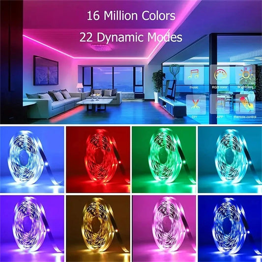 USB RGB 5050 LED Strip Lights with Bluetooth & App Control for Room & TV Backlight Decor