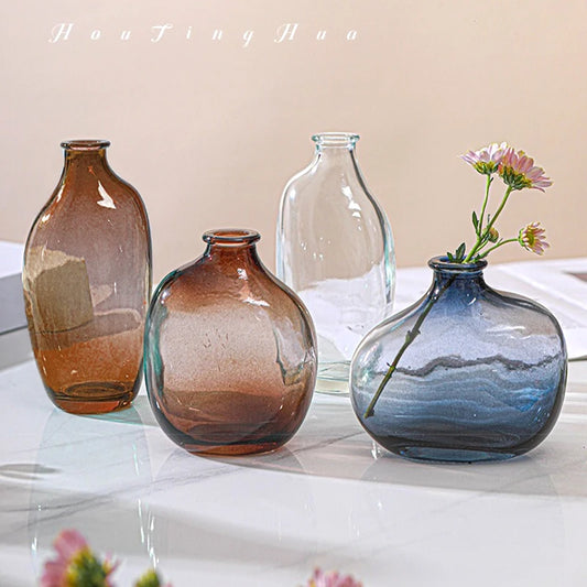 Transparent Glass Vase Desktop Flower Holder Decoration