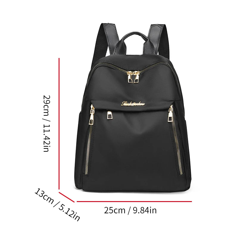 Unisex Large Capacity Black Oxford Backpack for Travel