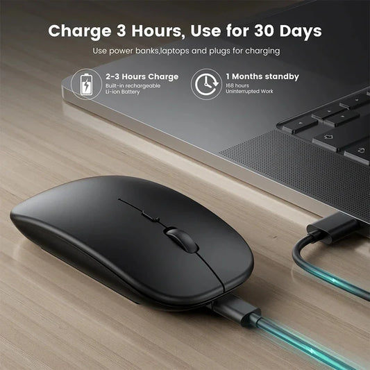 Rechargeable Ultra-Thin Optical Wireless Mouse - Silent Buttons