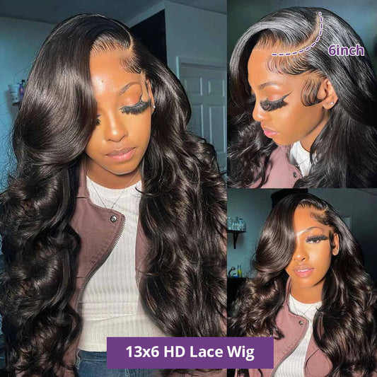 HD Transparent Body Wave Lace Frontal Human Hair Wig Women